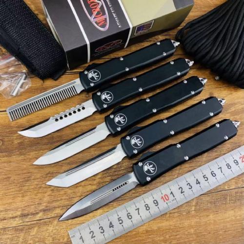 Microtech UT85 Spring-Assisted Knife with Black Handle