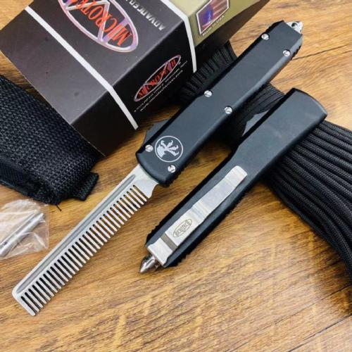 Microtech UT85 Spring-Assisted Knife with Black Handle
