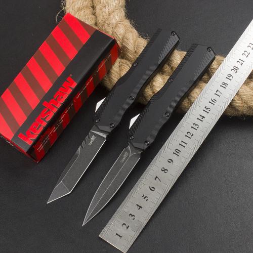 Introducing the 2024 Kershaw 9000 Spring-Assisted Knife with a sleek black blade.