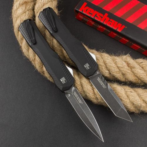 Introducing the 2024 Kershaw 9000 Spring-Assisted Knife with a sleek black blade.