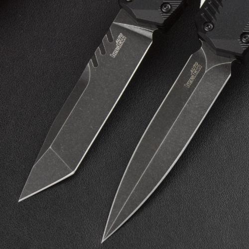 Introducing the 2024 Kershaw 9000 Spring-Assisted Knife with a sleek black blade.