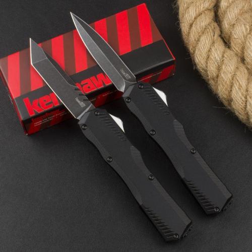Introducing the 2024 Kershaw 9000 Spring-Assisted Knife with a sleek black blade.
