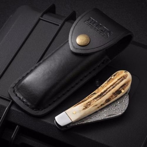 Buck Stag Damascus Pocket Knife
