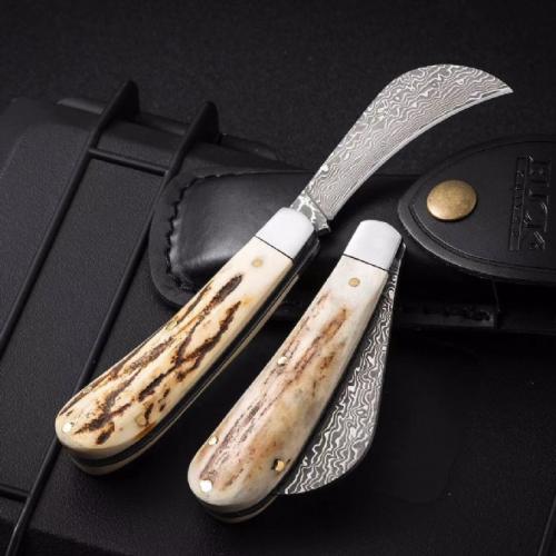 Buck Stag Damascus Pocket Knife