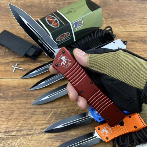 Introducing the Replica Microtech Dragon Double Blade: a masterful fusion of precision engineering and striking design. 