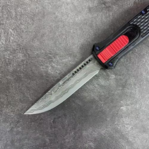 Introducing the Benchmade 838 OTF Knife, crafted with exquisite Damascus steel.