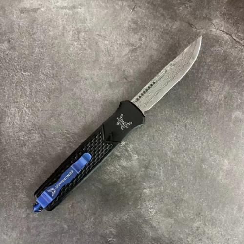 Introducing the Benchmade 838 OTF Knife, crafted with exquisite Damascus steel.