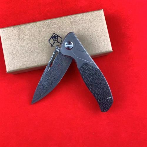 Bear Head F95-1 Folding Knife: Titanium & Carbon Fiber Damascus