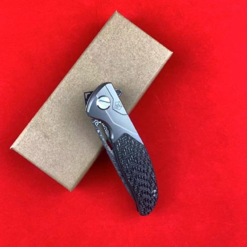 Bear Head F95-1 Folding Knife: Titanium & Carbon Fiber Damascus
