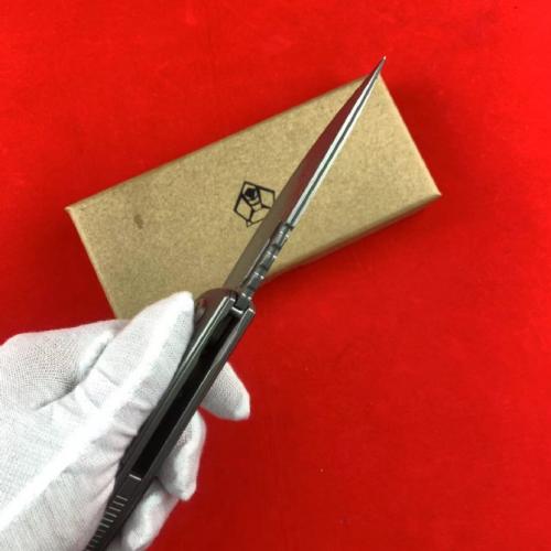 Bear Head F95-1 Folding Knife: Titanium & Carbon Fiber Damascus