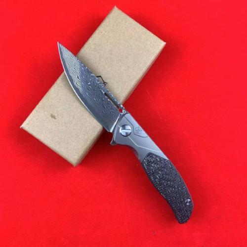 Bear Head F95-1 Folding Knife: Titanium & Carbon Fiber Damascus