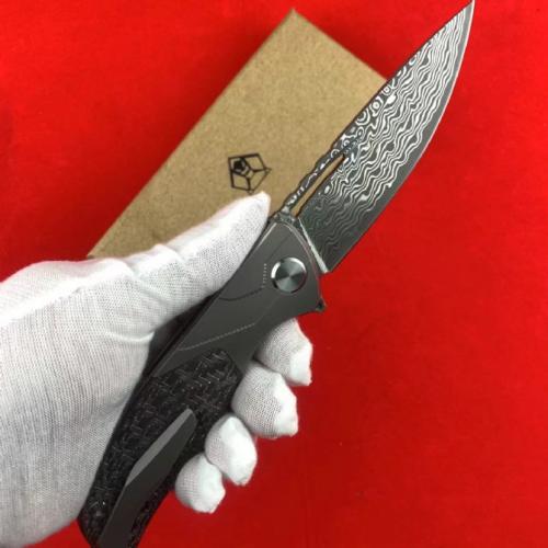 Bear Head F95-1 Folding Knife: Titanium & Carbon Fiber Damascus