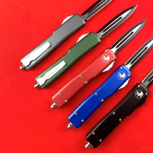 Microtech UT85 Spring-Assisted Knife (Large Black Double-Edged, Available in Five Styles)