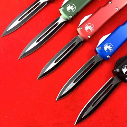 Microtech UT85 Spring-Assisted Knife (Large Black Double-Edged, Available in Five Styles)