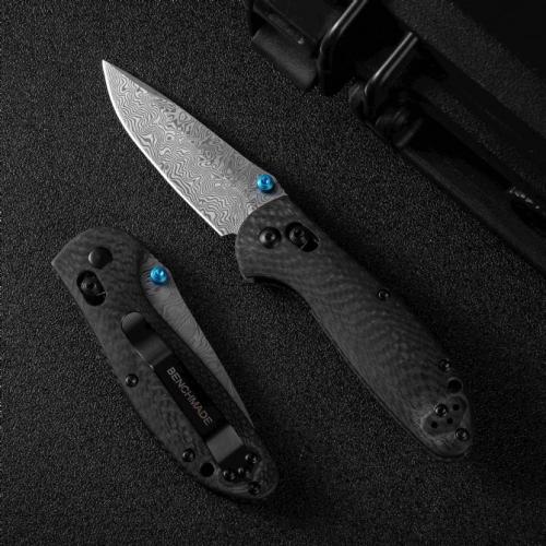 Benchmade 556 Folding Knife with VG10 Damascus Blade and Carbon Fiber Handle