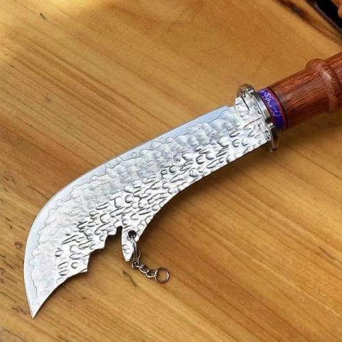Damascus Guan Gong Crescent Knife