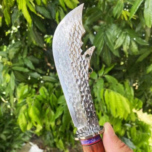 Damascus Guan Gong Crescent Knife