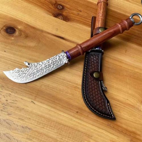 Damascus Guan Gong Crescent Knife