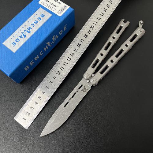 Introducing the Benchmade BM85 Titanium Butterfly Knife, featuring a sleek magnetic latch for seamle...
