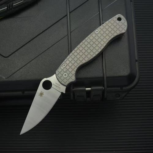 C81 Titanium Folding Knife with Checkered Pattern