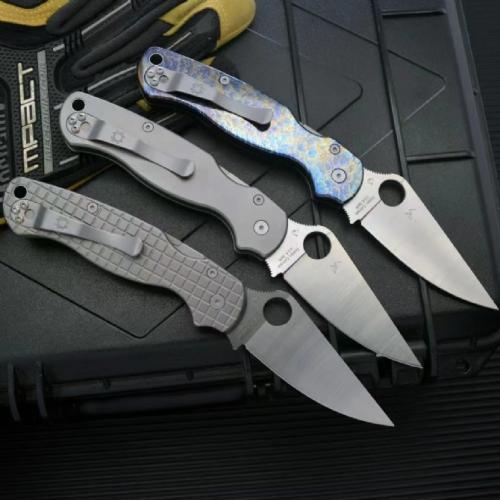 C81 Titanium Folding Knife with Checkered Pattern