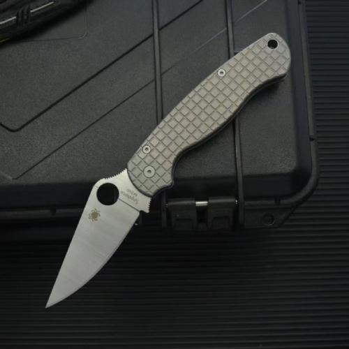 C81 Titanium Folding Knife with Checkered Pattern