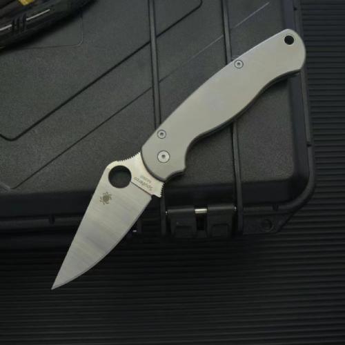 C81 Titanium Folding Knife with Checkered Pattern