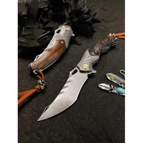 Venomous Vulture Damascus Folding Knife