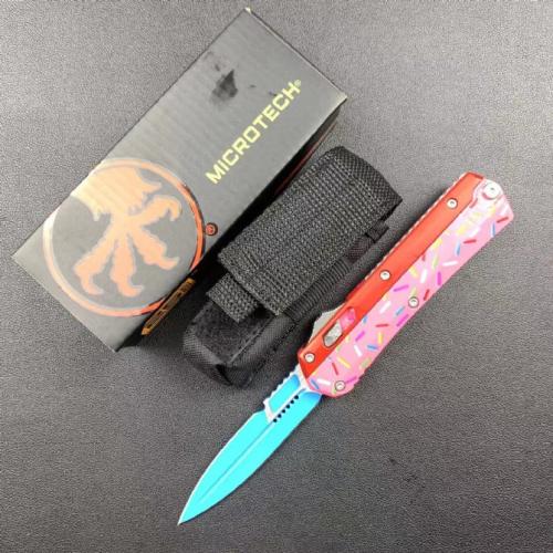 Introducing the Microtech Serpent Donut Large, featuring a sleek zinc-aluminum handle.