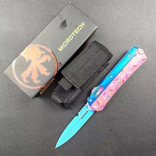 Introducing the Microtech Serpent Donut Large, featuring a sleek zinc-aluminum handle.