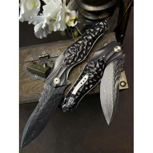 Molin Quick-Open Heavy Duty Damascus Folding Knife