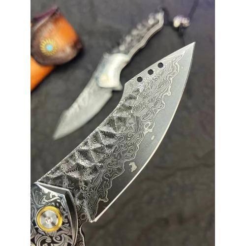 Mystic Eagle Damascus Folding Knife