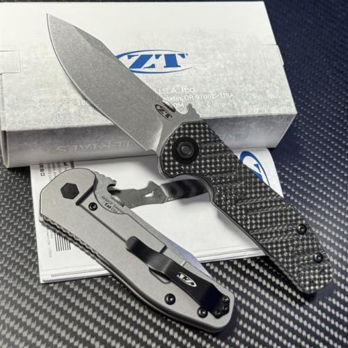 ZT0630CF Titanium Folding Knife with Smooth Ceramic Bearings