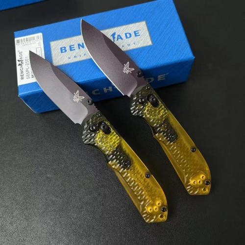 Introducing the new Benchmade Mini Freek 565PL-2501 Folding Knife, featuring a textured transparent PEI handle.