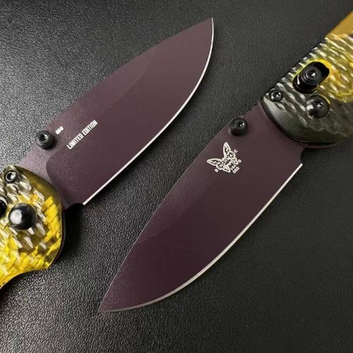 Introducing the new Benchmade Mini Freek 565PL-2501 Folding Knife, featuring a textured transparent PEI handle.