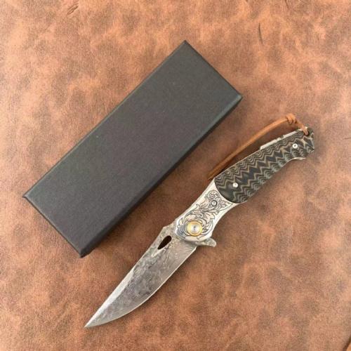 Golden Eagle Damascus Folding Knife